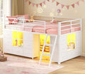 Low Loft Bed Twin Size with 14 Storage Drawers & 2 Shelves, White
