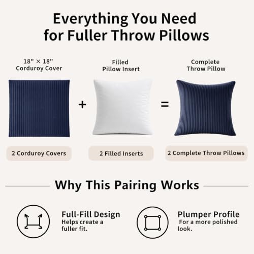 2 Pack 18 x 18 Decorative Throw Pillows with Insert Included