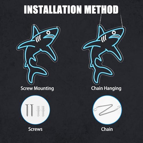 Shark Neon Sign, Dimmable LED Wall Light for Bedroom, Boys Room or Man Cave, Shark Wall Decor Night Light, Ocean-Themed Birthday or Christmas Gift
