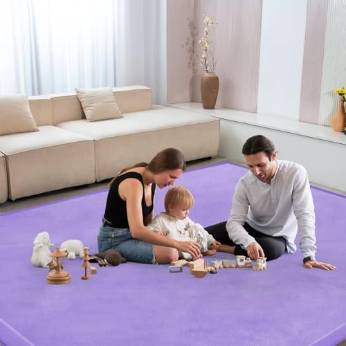 Baby Play Mat for Floor Nursery Muscle Area Rug Playroom Rug 74x50" Elastic Foam 1.3" Thick Crawling Mat for Babies,Toddlers, Infants(Lavender)