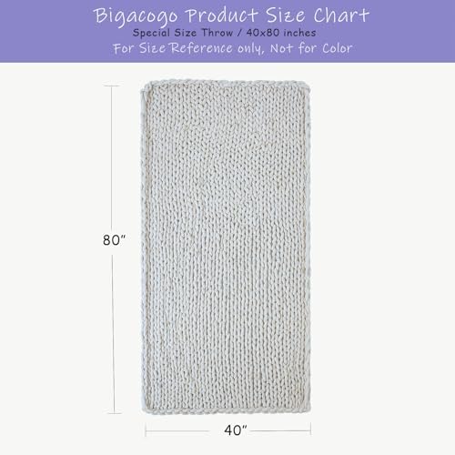 Bigacogo Chunky Knit Throw Blanket for Couch, 40x80 inches, Bright Blue