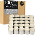 HomeLights Unscented White Tealight Candles -100 Pack, 6 to 7 Hour Burn Time Smokeless, Mini Votive Paraffin Candles with Cotton Wicks for Shabbat, Weddings, Christmas, Home Decor
