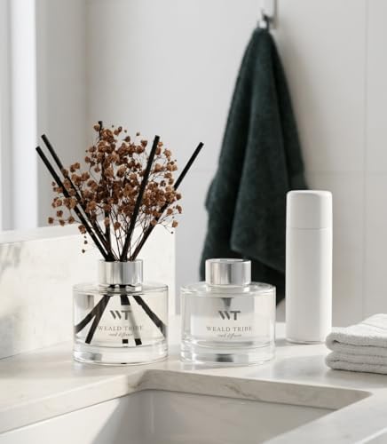 WEALD TRIBE Reed Diffuser Set Rainforest Mist Scent for Shelf Decor