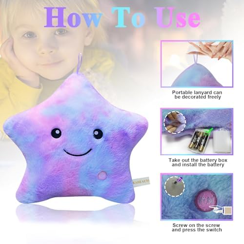 Throw Pillows for Couch Set Christmas Bed Living Room Decor Home Sofa Cushion Chair Back Seat Birthday, Cute Soft Decorative Star Pillow Plush Purple Colorful Throw Pillow Cover