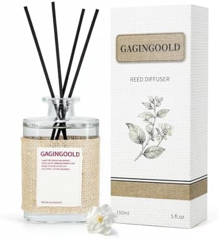 Jasmine Lily Scent Reed Diffuser Set with 10 Diffuser Sticks, 5.1 oz