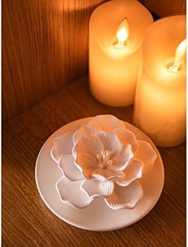 Essential Oil Passive Flower Diffuser -Non-Electric Porcelain Aromatherapy Diffusers for Small Mini Room, Desk Decorative, Bathroom (Hibiscus)