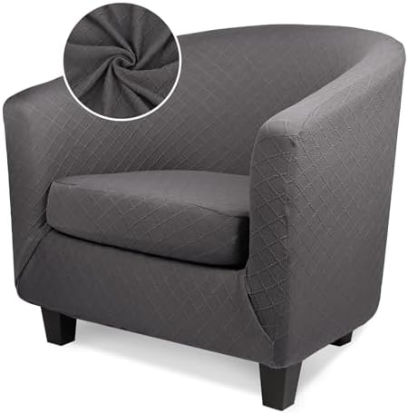 Club Armchair Slipcover, 2 Piece Tub Barrel Chair Slip Cover with Chair Cushion Cover, Soft Stretch Chair Couch Slipcover with Elastic Bottom Washable Furniture Protector for Living Room