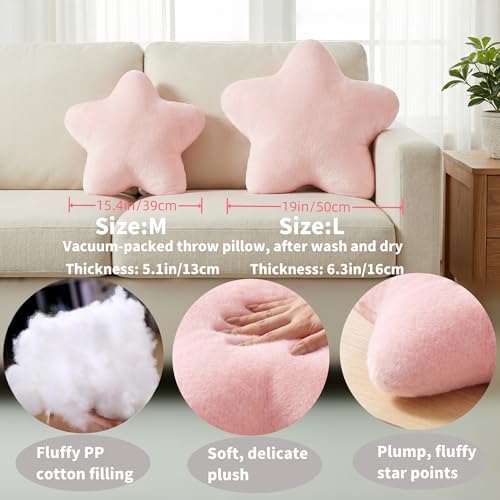 Star Pillow 15.4" Pink Decorative Throw Pillows for Girls Bedroom Decor