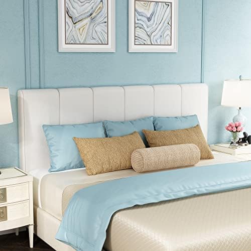 Yongchuang Upholstered King Headboard Only, White Faux Leather Head Board