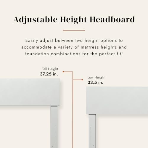 AFI, Orlando Queen Adjustable Modern Solid Wood Panel Headboard, White