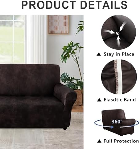 ANARACHON 1-Piece Leather-Look Loveseat Cover,Stretch Loveseat Slipcover