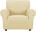 ZNSAYOTX Super Stretch Chair Slipcover Universal Sofa Chair Covers for Living Room Dogs Pet Furniture Protector Spandex Armchair Slipcovers with Anti Slip Foam Sticks (Beige, Chair)