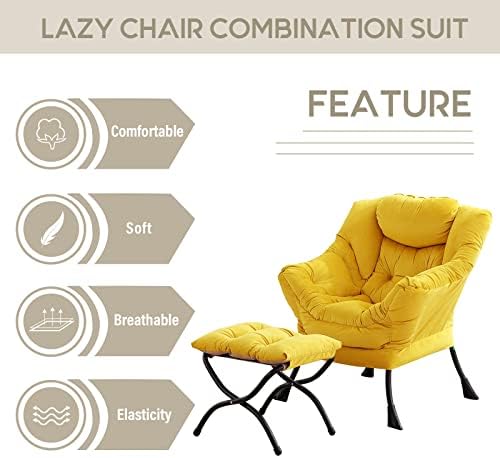 LITA Lazy Chair with Ottoman, Comfy Accent Reading Chair