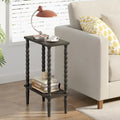 TUTOTAK Narrow Side Table with Solid Wood Legs, 2-Tier Small End Table