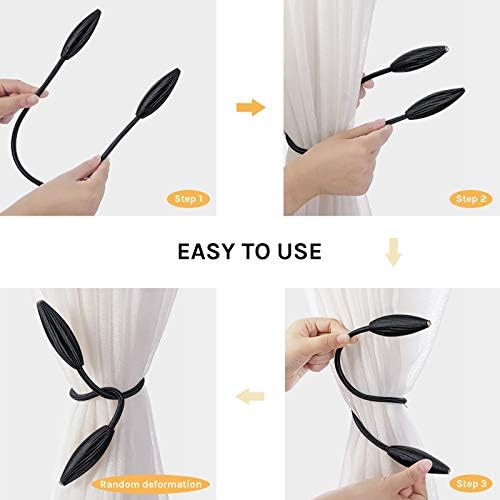 NICEEC 2 Pack DIY Curtain Tiebacks Clips Crystal Decorative Creative Twist Drape Tie Backs European Style Random Modelling Curtain Holdbacks for Home Kitchen Office Window Drapery (Black)