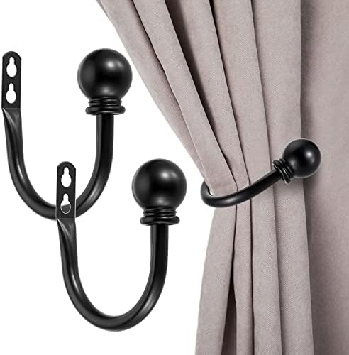 Sumnacon Curtain Holdbacks 2 Pcs Wall Mounted Curtain Tiebacks, Black