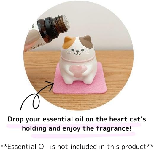 Stone Diffuser Cute Lucky Cat Passive Diffuser for Essential Oil, Non-Electric (Blue)