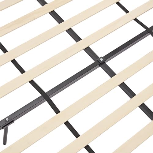 King 54" Tall Headboard Wingback Upholstered Platform Bed Frame Simplicity Chenille for Kids Teens Adults Bedroom Strong Wood Slats Support No Box Spring Needed Easy Assembly Cream White