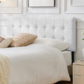 Linen Tufted Headboard Queen Size, Solid Wood Queen Headboard Only, White