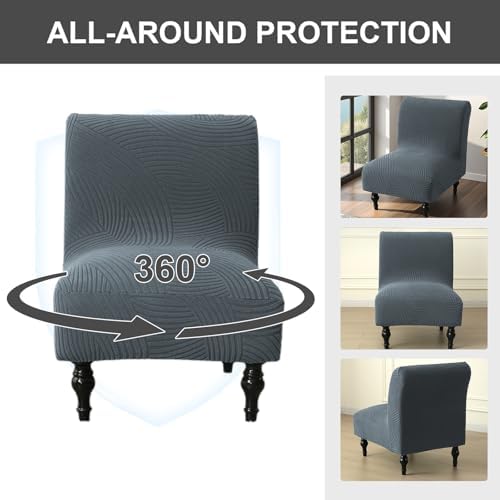 Eco-Ancheng Armless Chair Slipcover Removable Armless Accent Chairs Covers Washable Armless Slipper Chair Slipcover Printed Armless Chair Furniture Protector Covers for Living Dining Room Hotel,24
