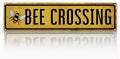 Rustic Farmhouse Metal Tin Sign, Bee Crossing Sign, Vintage Animal Road Signs for Porch, Yard, and Farmhouse, Animal Crossing Warning Signs, Perfect for Garden and Road, 15.7 x 3.9 inches
