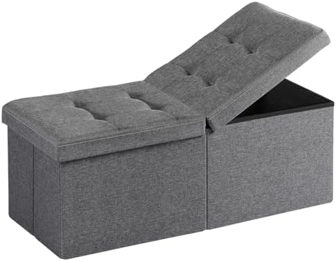 35-INCH Storage Ottoman Bench, Footrest with Storage, End of Bed Bench Coffee Table for Living Room, Bedroom, Entryway, Dark Gray