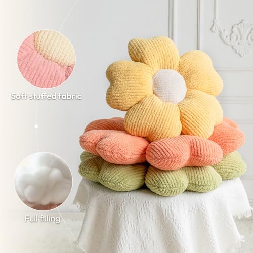 Sioloc Flower Throw Pillow, Fun Daisy Pillow, 19.7" Pink Flower Pillow Cute Decorative Seat Cushion Aesthetic Flower Plush Pillows for Bed Floor Couch Chair