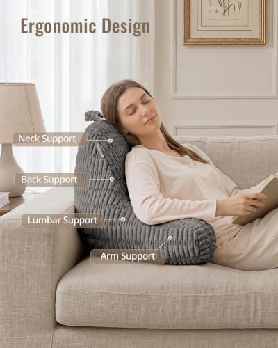 Blissful Diary Reading Pillow for Bed, Back Pillow Sitting Up, Dark Gray