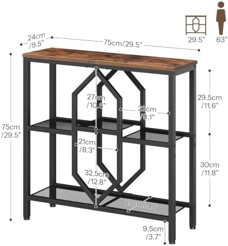HOOBRO Console Table, Narrow Entryway Table, Behind Couch Table, Rustic