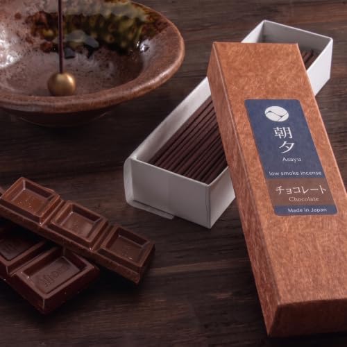 Asayu Japan Chocolate Incense Sticks, Low Smoke Japanese Incense, 20g