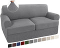 Turquoize 3 Piece T Cushion Loveseat Slipcovers Sofa Cover for 2 Cushion Couch Cover Washable Sofa Slipcover Furniture Covers with 2 Individual T Cushion Seat Covers (2 Cushion Loveseat, Dove)