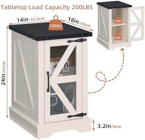 Joaxswe Narrow Night Stand with Glass Barn Door