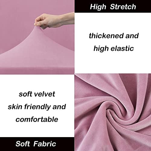 OBCREAT 3 Pieces Sofa Slipcover Stretch Velvet Sofa Covers for 2 Cushion Couch Loveseat Covers Soft Couch Cover with Elastic Bottom Non Slip Furniture Protector for Pets Kids (Pink, Medium)