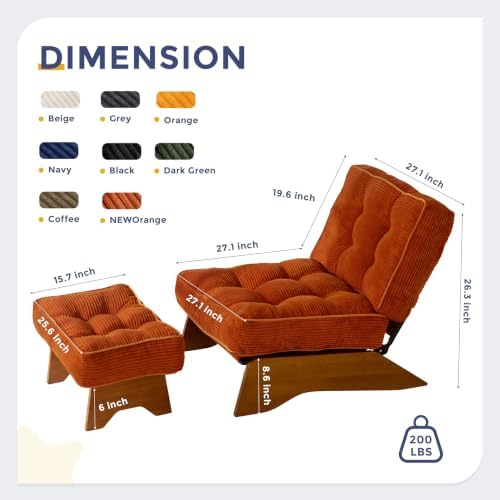 MAXYOYO Accent Chair with Ottoman, Lounge Chair with Adjustable Backrest