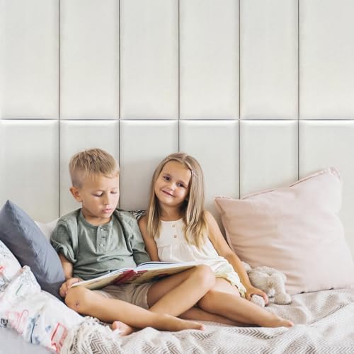 Art3d 12-Pack Peel and Stick Pearl Headboard, 9.84 x 23.62 in, White