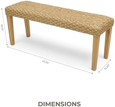 Outdoor Rattan Backless Bench with PE Wicker & Acacia Wood Frame, Natural