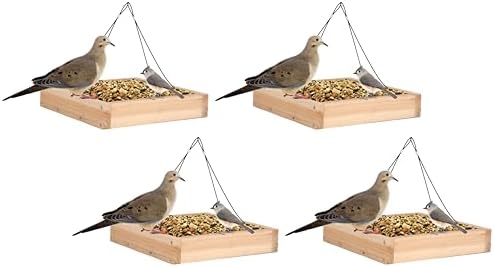 Wild Wings Cedar Tray Bird Feeder | Universal Seed | For Cardinals & Jays | Rust-Free Hardware | Pack of 4