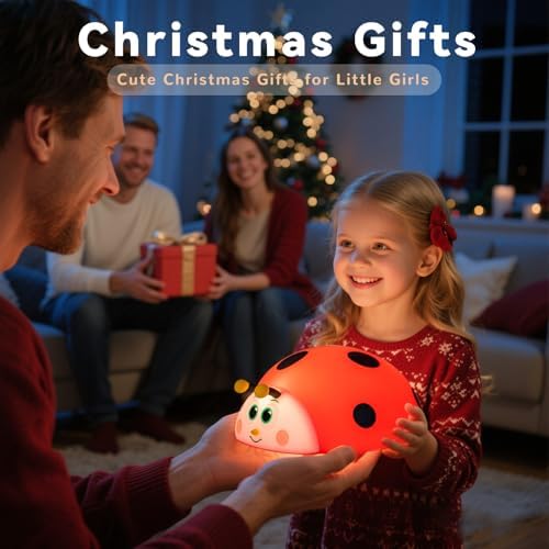 AVEKI Cute Ladybug Nightlight for Baby, Soft Silicone Night Light ﻿