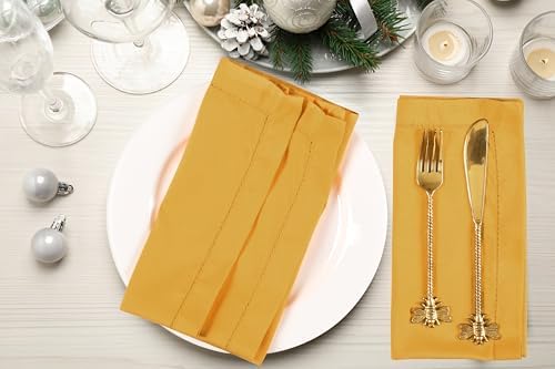 Ramanta Home Set of 12 Cloth Napkins 20x20 Inches, Mustard