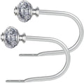 USFOOK Silver Curtain Holdbacks, Decorative Drapery Tiebacks, 2 Pack/1 Pair