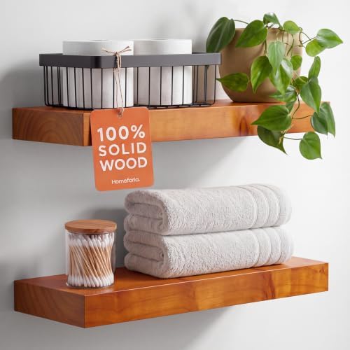 Homeforia 18 Inch Floating Shelves, High-End Solid Pine Wood, Set of 3