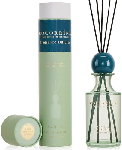 COCORRÍNA Reed Diffuser 8.5 oz Large Capacity Vanilla Sandalwood Scent