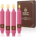 NJAO HOO Hot Pink Short Taper Candle 7 Inch Candlesticks Unscented Dripless Tapered Candle Set for Home Decor Wedding Party Dinner Candles, 4 Pack