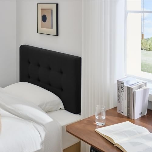 Linen Stitched Tufted Twin Headboard, Adjustable Height 37.2-46 in, Black