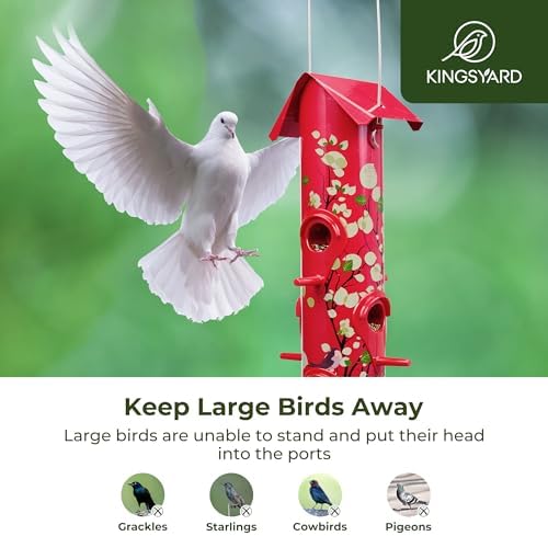 Kingsyard Metal Bird Feeders for Outdoors Hanging, Tube Bird Feeder