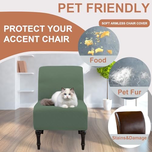 Eco-Ancheng Armless Chair Slipcover Removable Armless Accent Chairs Covers Washable Armless Slipper Chair Slipcover Printed Armless Chair Furniture Protector Covers for Living Dining Room Hotel