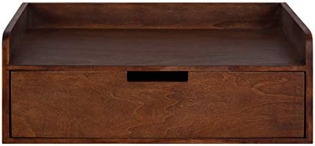 Kate and Laurel Kitt Modern Floating Wall Shelf Side Table with Drawer, 18" x 12" x 6.5", Walnut