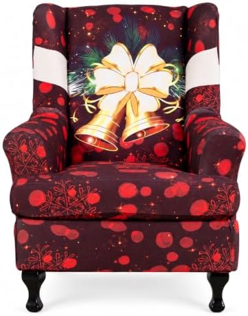 NILUOH Christmas Bells Wingback Chair Covers 2-Piece