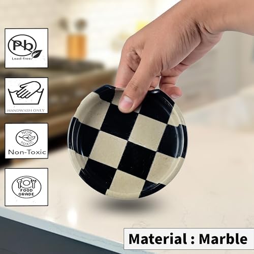 Verona Black Marble Spoon Rest for Stove Top, Checkered Kitchen Utensil Holder, Coffee Bar Accessory