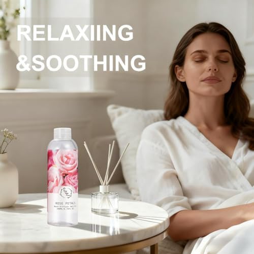 Reed Diffuser Refill, Rose Petals Diffuser Oil 6.76 fl.oz / 200ml, Home Fragrance for Bedroom, Bathroom, Office Decor
